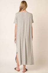 Mittoshop Side Slit Round Neck Short Sleeve Dress OutfitFlow